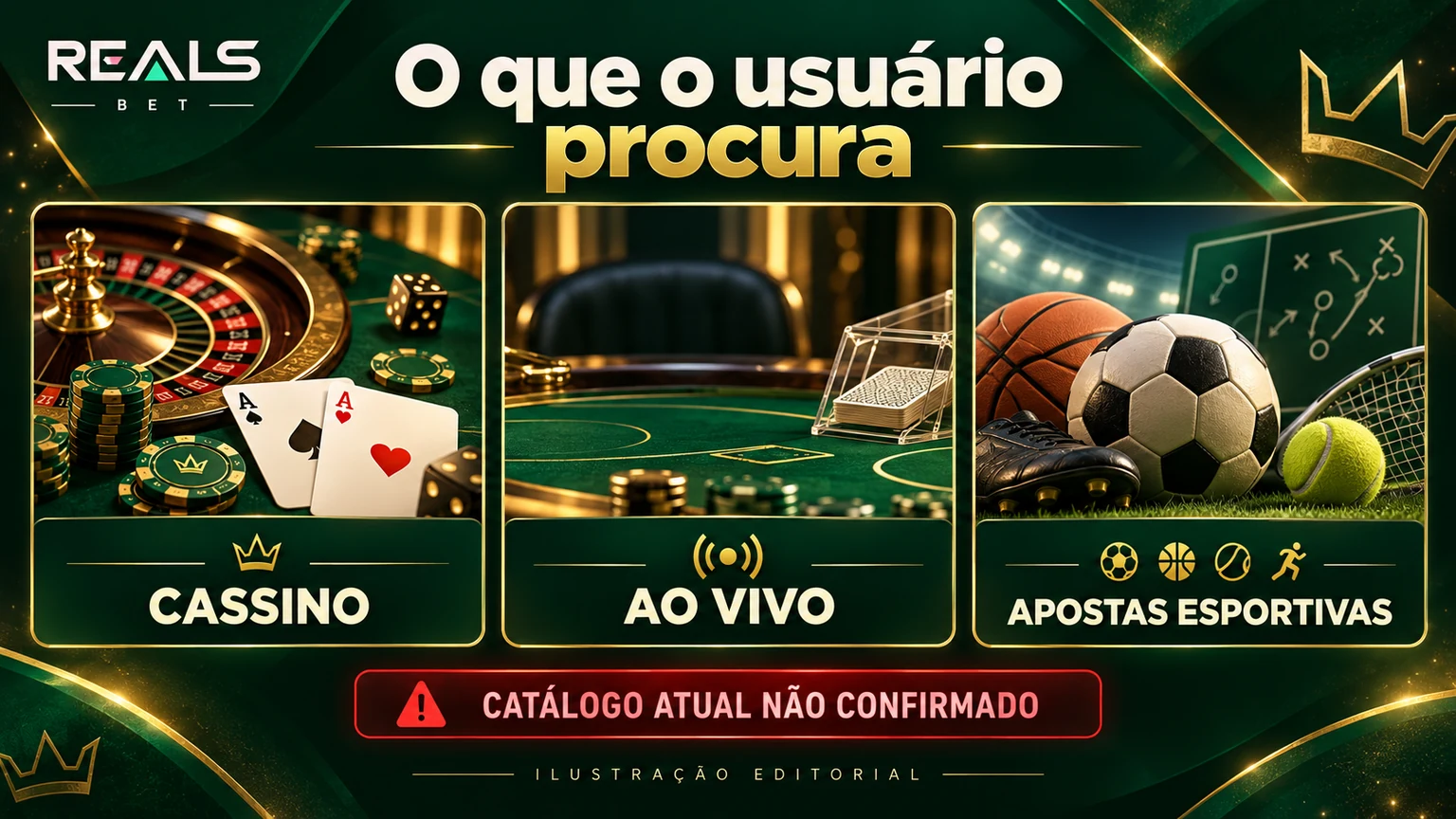 Mapa editorial de cassino, ao vivo e apostas da Reals Bet