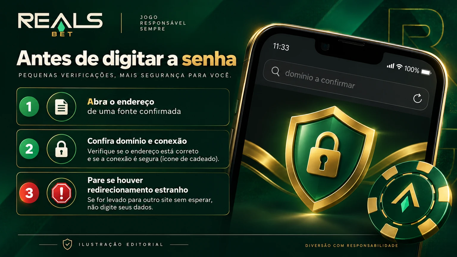 Conferência do endereço antes de fazer login na Reals Bet