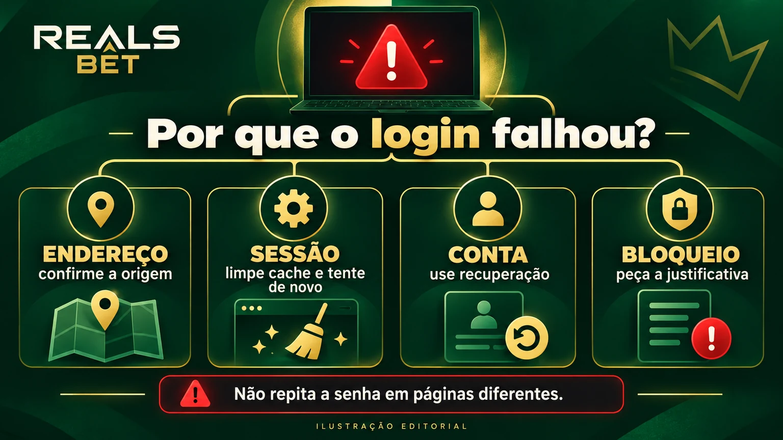 Diagnóstico de erros de login, sessão e verificação