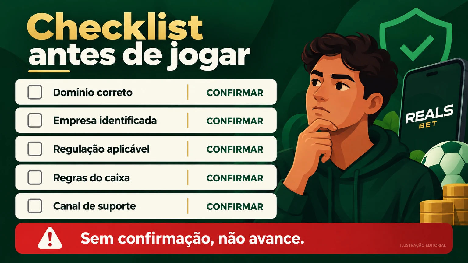Checklist de domínio, empresa, regulação e caixa da RealsBet